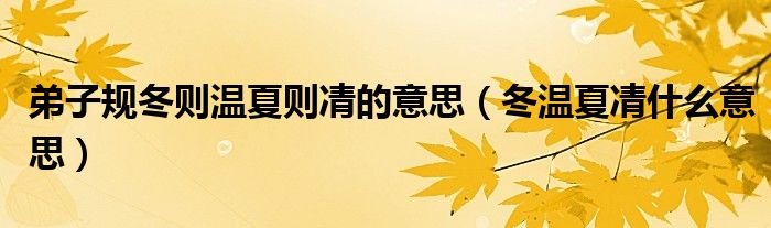 弟子规冬则温夏则凊的意思（冬温夏凊什么意思）
