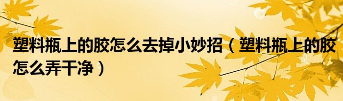 塑料瓶上的胶怎么去掉小妙招（塑料瓶上的胶怎么弄干净）