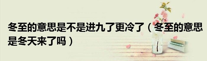 冬至的意思是不是进九了更冷了（冬至的意思是冬天来了吗）
