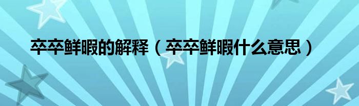 卒卒鲜暇的解释（卒卒鲜暇什么意思）