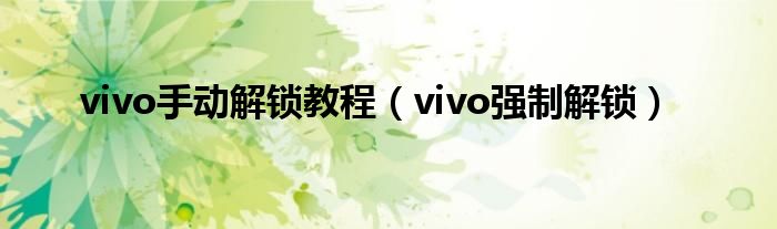 vivo手动解锁教程（vivo强制解锁）