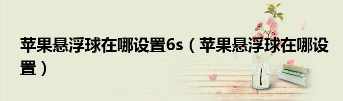 苹果悬浮球在哪设置6s（苹果悬浮球在哪设置）