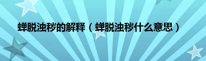 蝉脱浊秽的解释（蝉脱浊秽什么意思）