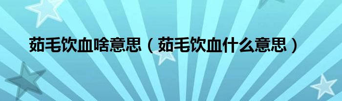 茹毛饮血啥意思（茹毛饮血什么意思）