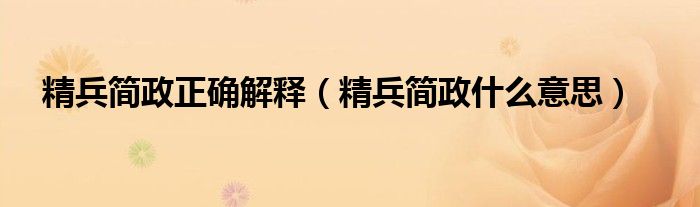 精兵简政正确解释（精兵简政什么意思）