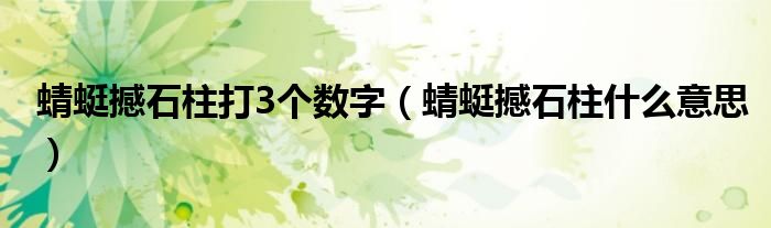 蜻蜓撼石柱打3个数字（蜻蜓撼石柱什么意思）
