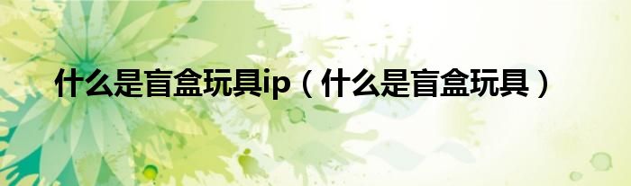 什么是盲盒玩具ip（什么是盲盒玩具）