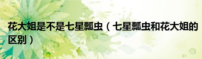 花大姐是不是七星瓢虫（七星瓢虫和花大姐的区别）