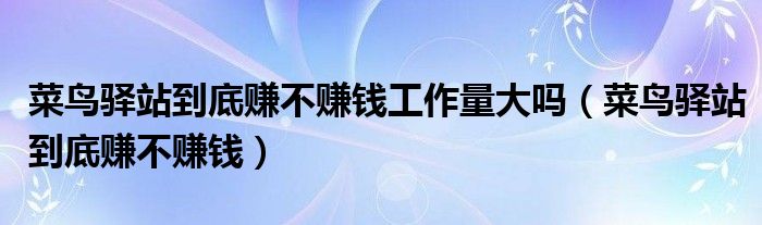 菜鸟驿站到底赚不赚钱工作量大吗（菜鸟驿站到底赚不赚钱）