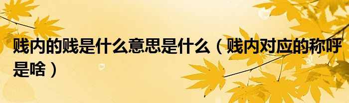 贱内的贱是什么意思是什么（贱内对应的称呼是啥）