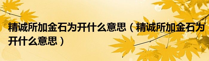 精诚所加金石为开什么意思（精诚所加金石为开什么意思）