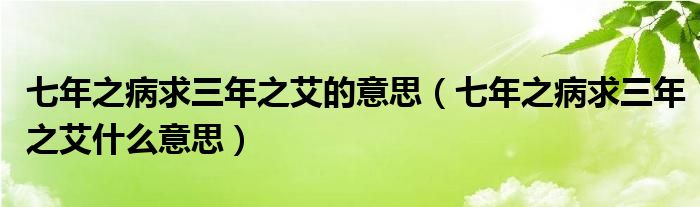 七年之病求三年之艾的意思（七年之病求三年之艾什么意思）