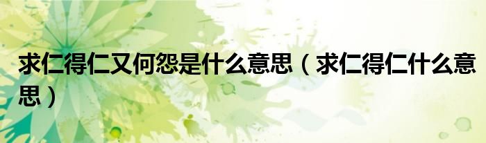 求仁得仁又何怨是什么意思（求仁得仁什么意思）