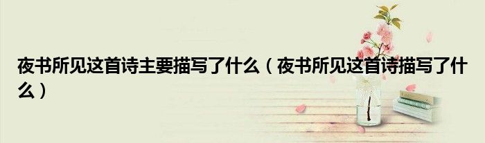 夜书所见这首诗主要描写了什么（夜书所见这首诗描写了什么）
