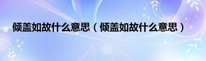 倾盖如故什么意思（倾盖如故什么意思）