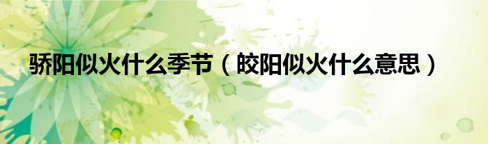 骄阳似火什么季节（皎阳似火什么意思）
