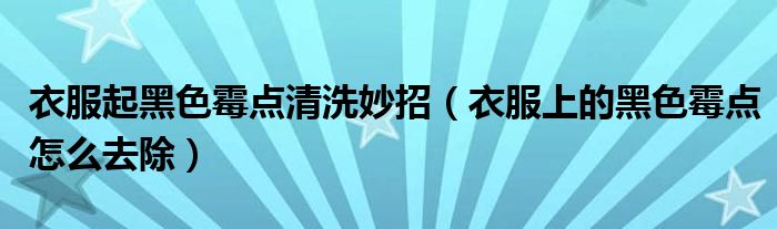 衣服起黑色霉点清洗妙招（衣服上的黑色霉点怎么去除）