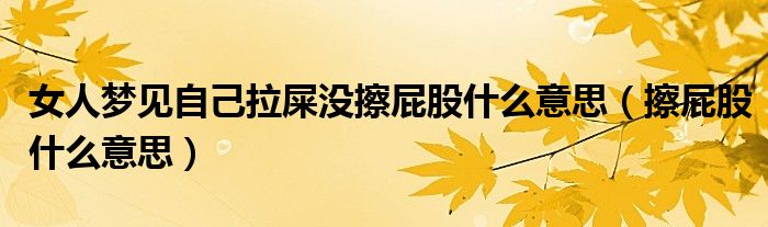 女人梦见自己拉屎没擦屁股什么意思（擦屁股什么意思）