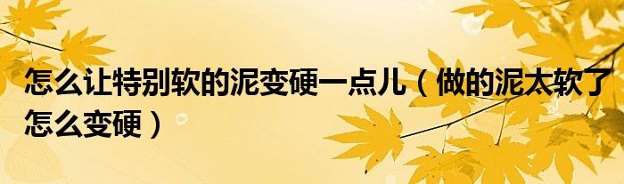 怎么让特别软的泥变硬一点儿（做的泥太软了怎么变硬）