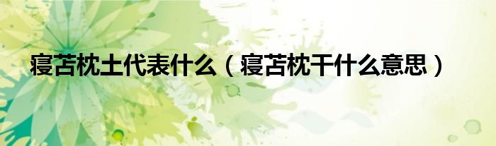 寝苫枕土代表什么（寝苫枕干什么意思）
