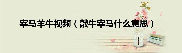 宰马羊牛视频（敲牛宰马什么意思）