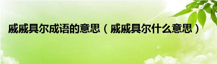 戚戚具尔成语的意思（戚戚具尔什么意思）
