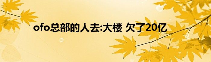 ofo总部的人去:大楼 欠了20亿