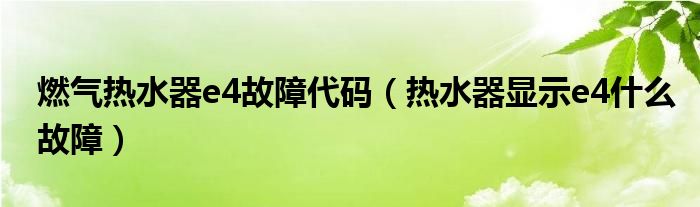 燃气热水器e4故障代码（热水器显示e4什么故障）