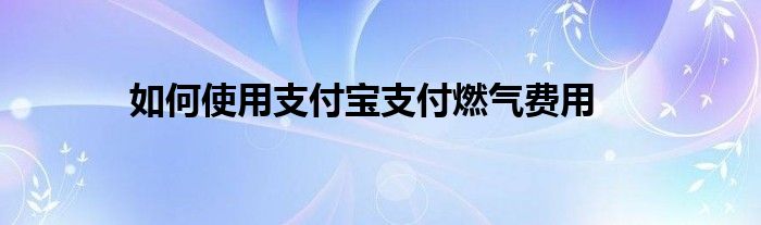 如何使用支付宝支付燃气费用