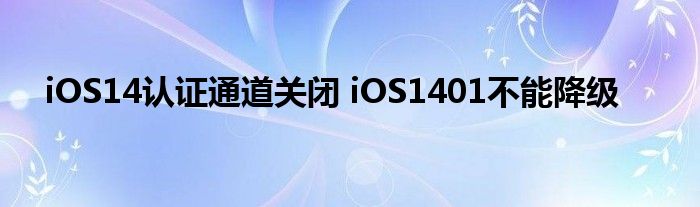 iOS14认证通道关闭 iOS1401不能降级
