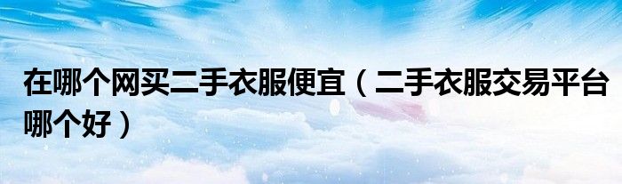 在哪个网买二手衣服便宜（二手衣服交易平台哪个好）