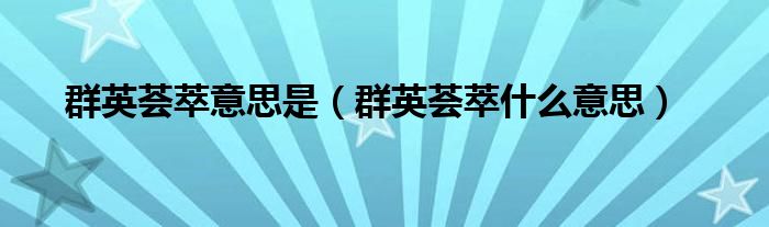 群英荟萃意思是（群英荟萃什么意思）