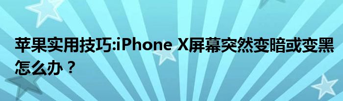 苹果实用技巧:iPhone X屏幕突然变暗或变黑怎么办？