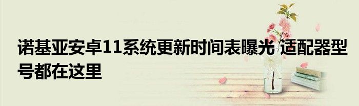 诺基亚安卓11系统更新时间表曝光 适配器型号都在这里