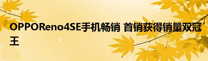 OPPOReno4SE手机畅销 首销获得销量双冠王