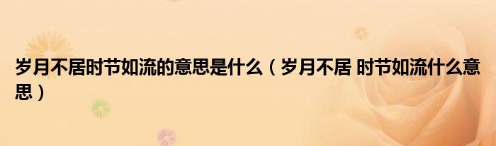 岁月不居时节如流的意思是什么（岁月不居 时节如流什么意思）
