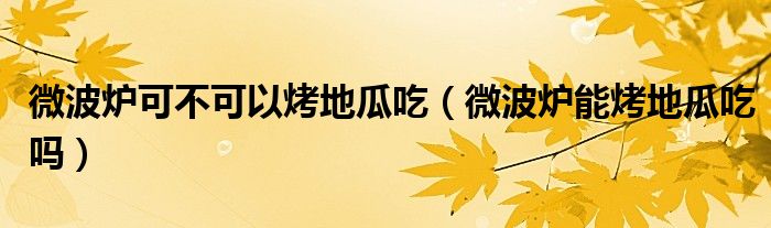 微波炉可不可以烤地瓜吃（微波炉能烤地瓜吃吗）