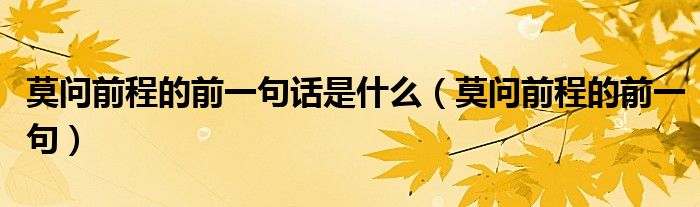 莫问前程的前一句话是什么（莫问前程的前一句）