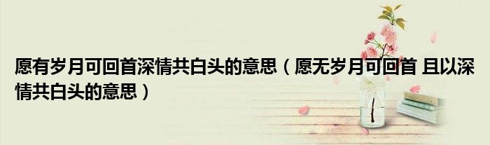 愿有岁月可回首深情共白头的意思（愿无岁月可回首 且以深情共白头的意思）
