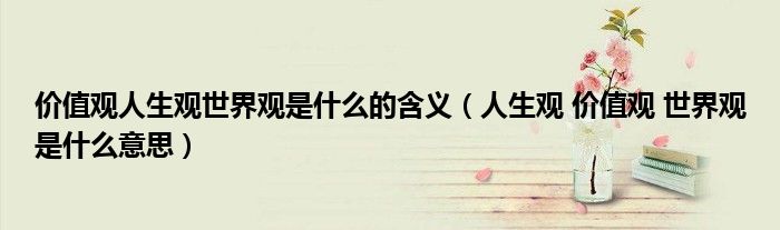 价值观人生观世界观是什么的含义（人生观 价值观 世界观是什么意思）