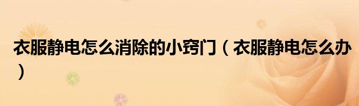 衣服静电怎么消除的小窍门（衣服静电怎么办）