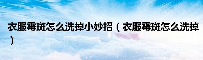 衣服霉斑怎么洗掉小妙招（衣服霉斑怎么洗掉）