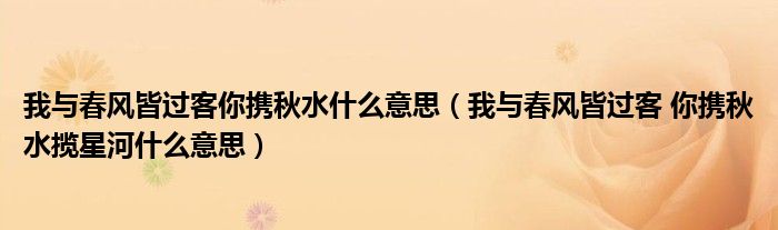 我与春风皆过客你携秋水什么意思（我与春风皆过客 你携秋水揽星河什么意思）