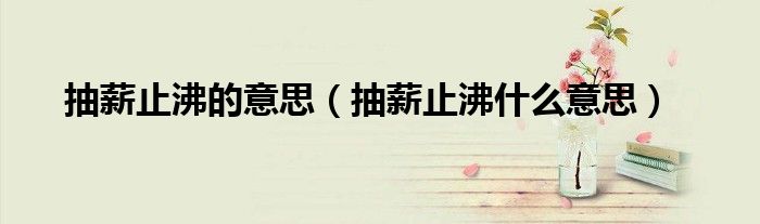 抽薪止沸的意思（抽薪止沸什么意思）