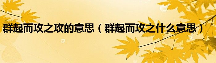 群起而攻之攻的意思（群起而攻之什么意思）