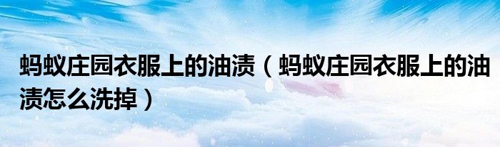 蚂蚁庄园衣服上的油渍（蚂蚁庄园衣服上的油渍怎么洗掉）