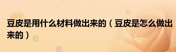 豆皮是用什么材料做出来的（豆皮是怎么做出来的）