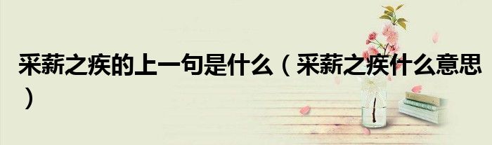 采薪之疾的上一句是什么（采薪之疾什么意思）