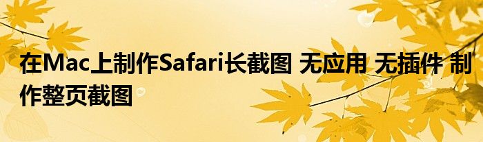 在Mac上制作Safari长截图 无应用 无插件 制作整页截图