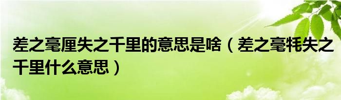 差之毫厘失之千里的意思是啥（差之毫牦失之千里什么意思）